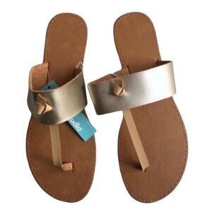 Envision Studio Gold T-Strap Sandals New